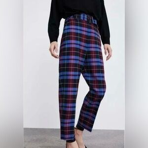 Zara Plaid Belted Pants